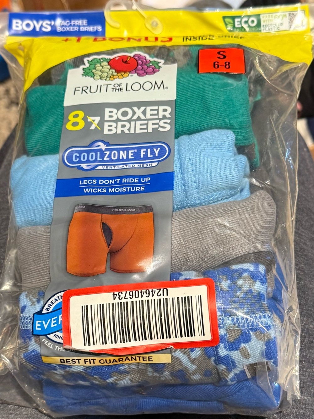 Fruit of the Loom Boys' 8-Pack Boxer Briefs - Blue, Teal, Gray COOLZONE